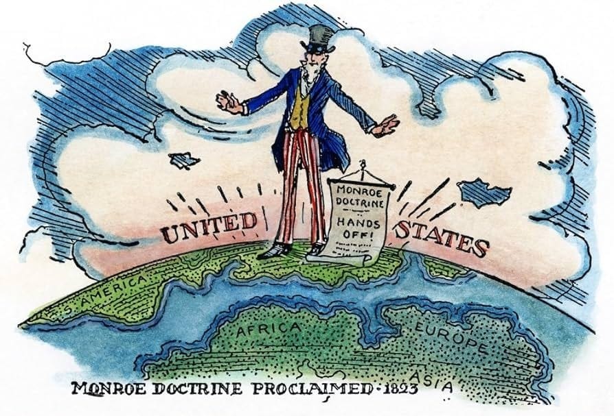 Cartoon Monroe Doctrine C1900 An Early 20Th Century American Cartoon On The Monroe Doctrine Proclaimed By President James Monroe In His Message To Congress Of 2 December 1823 Cartoon C1900 Poster Prin : Cartoon Monroe Doctrine C1900 An Early 20Th Century American Cartoon On The Monroe Doctrine Proclaimed By President James Monroe In His Message To Congress Of 2 December 1823 Cartoon C1900 Poster Prin :